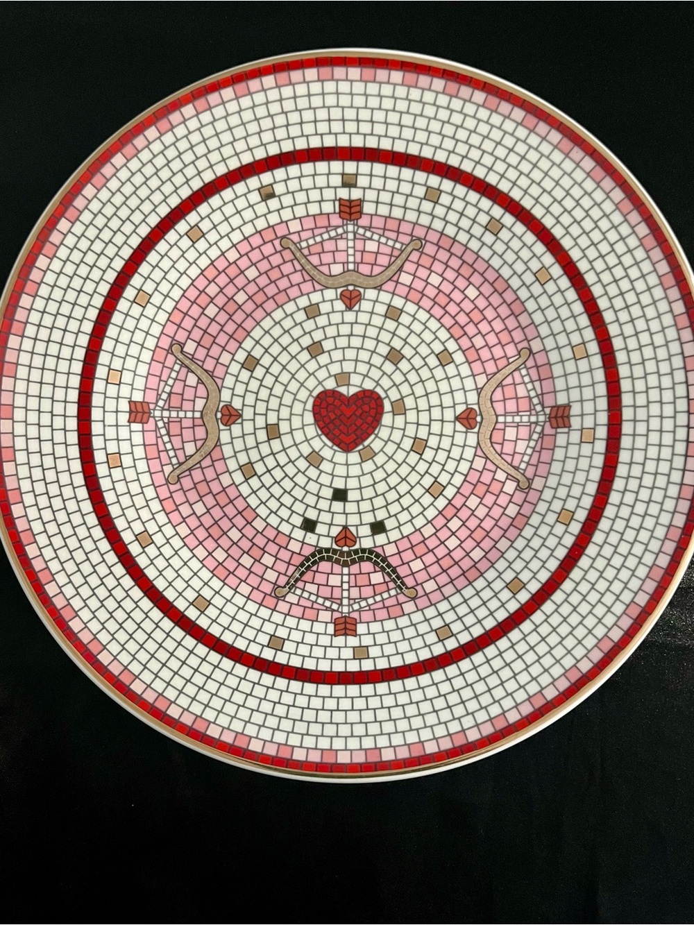 ANTHROPOLOGIE Mosaic Tile Stoneware Plate Valentine’s Day Edition, Set of 2